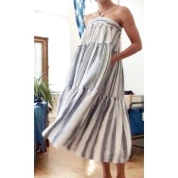J Crew chambray stripe cover up dress M - Picture 1 of 8